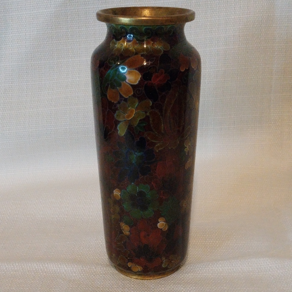 Cloisonne Jingfa Enamel Multicolor Floral Vase